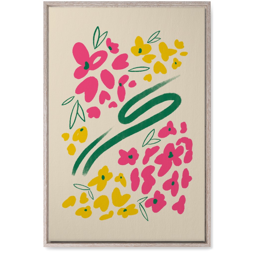 Greek Flowers - Multi on Beige Wall Art, Rustic, Single piece, Canvas, 20x30, Multicolor