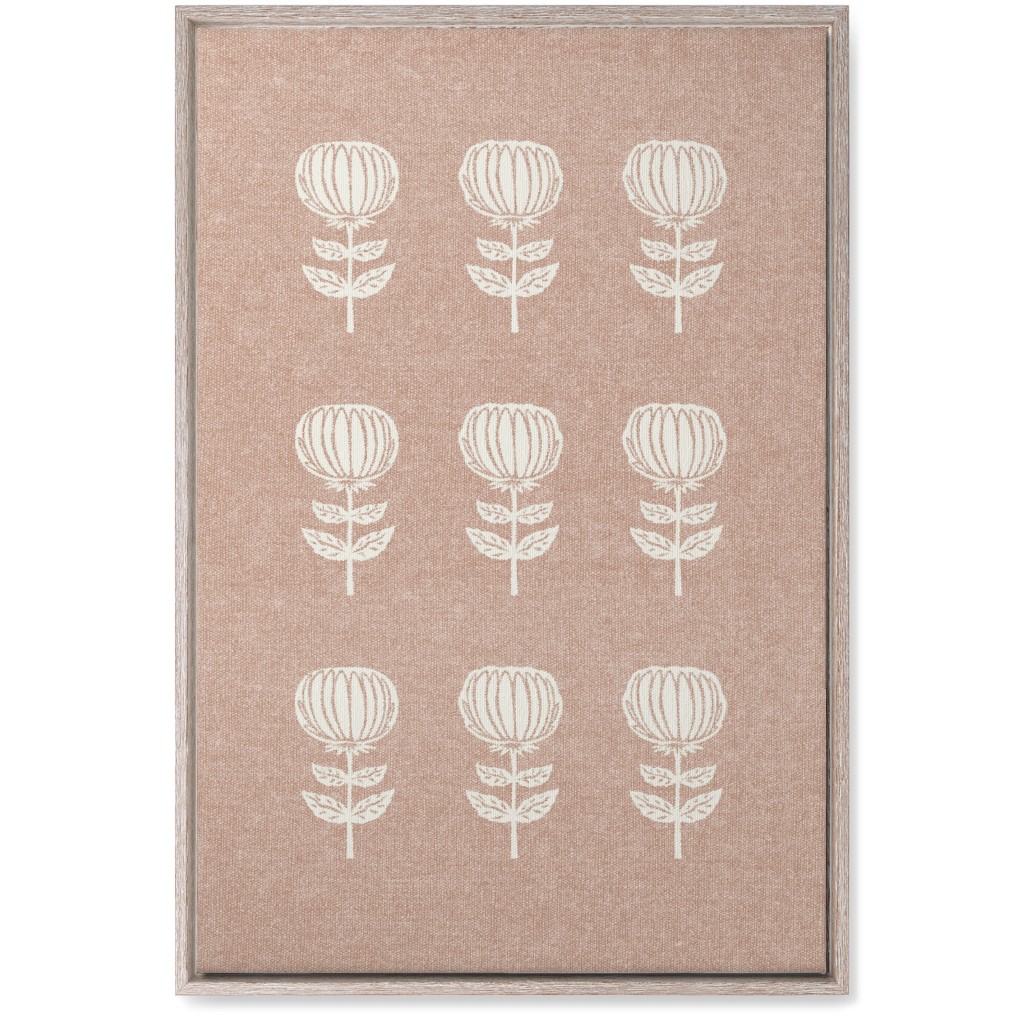 Block Print Floral Wall Art, Rustic, Single piece, Canvas, 20x30, Pink, Alpaca