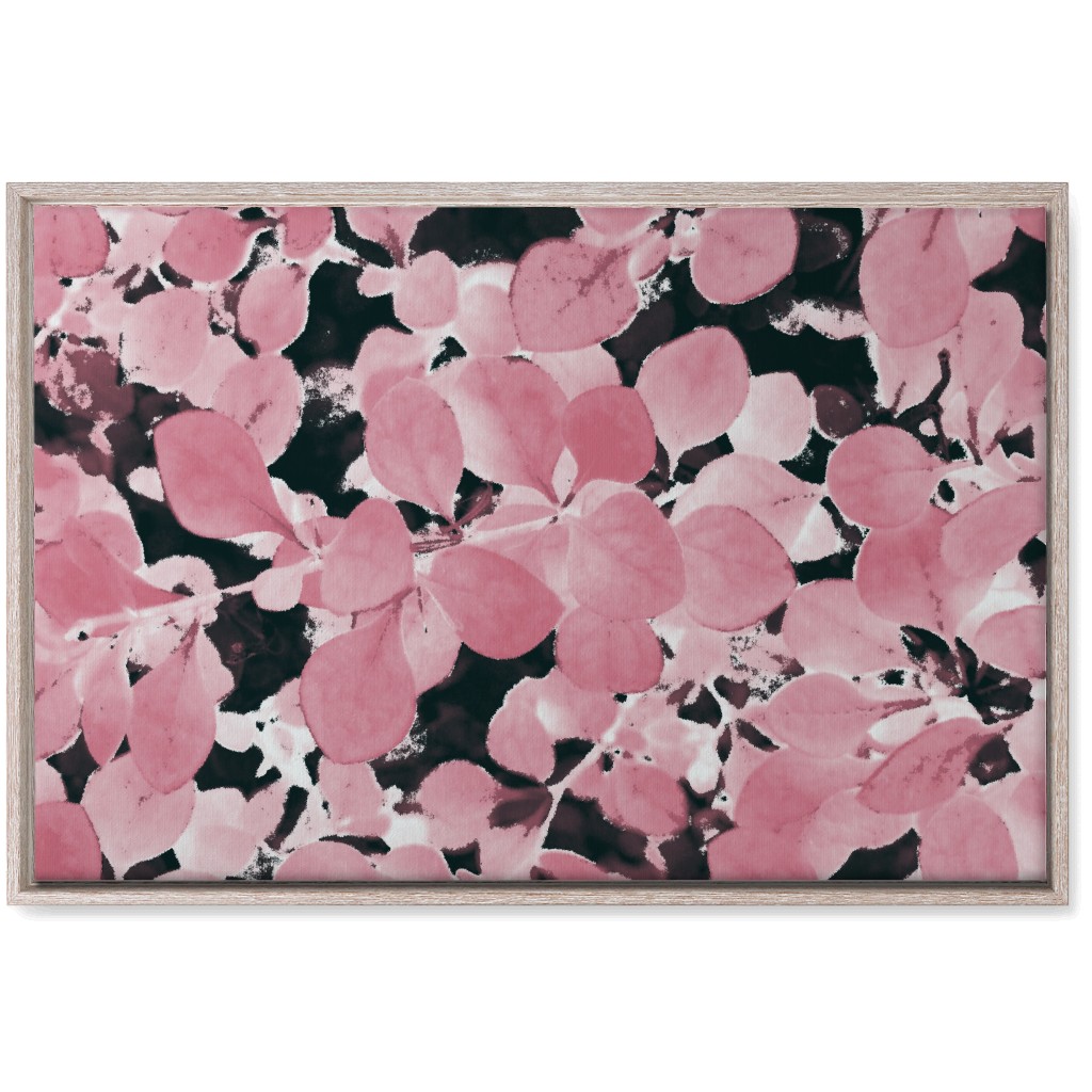 Plum Leaves - Pink on Black Wall Art, Rustic, Single piece, Canvas, 20x30, Pink