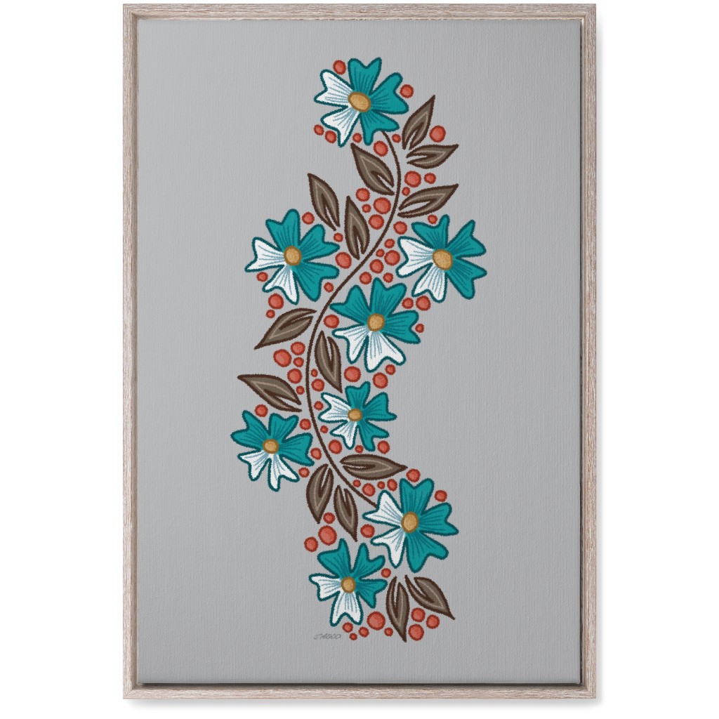 Floral Swish - Multi Wall Art, Rustic, Single piece, Canvas, 20x30, Gray