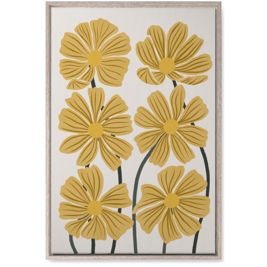 Botanical Cosmos Flowers Wall Art, Rustic, Single piece, Canvas, 20x30, Yellow, Golden