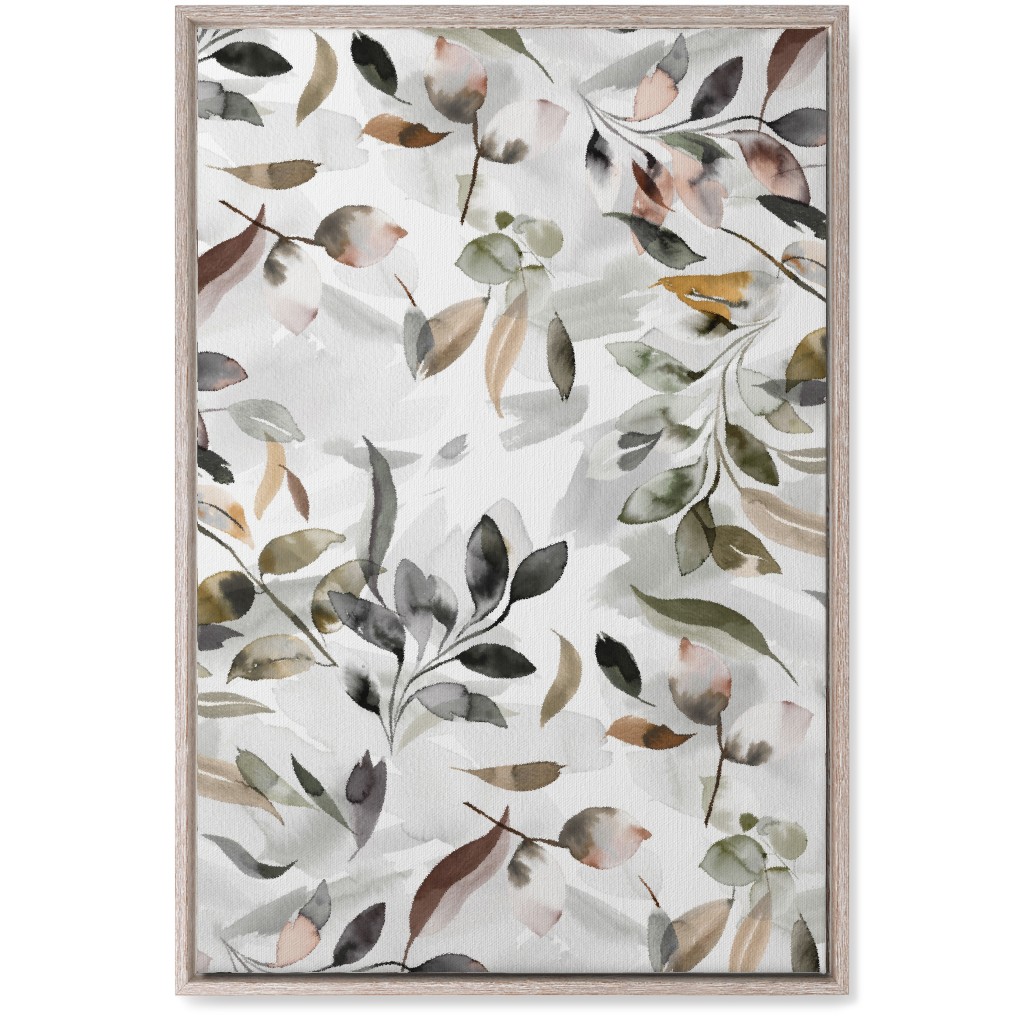 Watercolor Botanical Leaves - Beige Wall Art, Rustic, Single piece, Canvas, 20x30, Beige