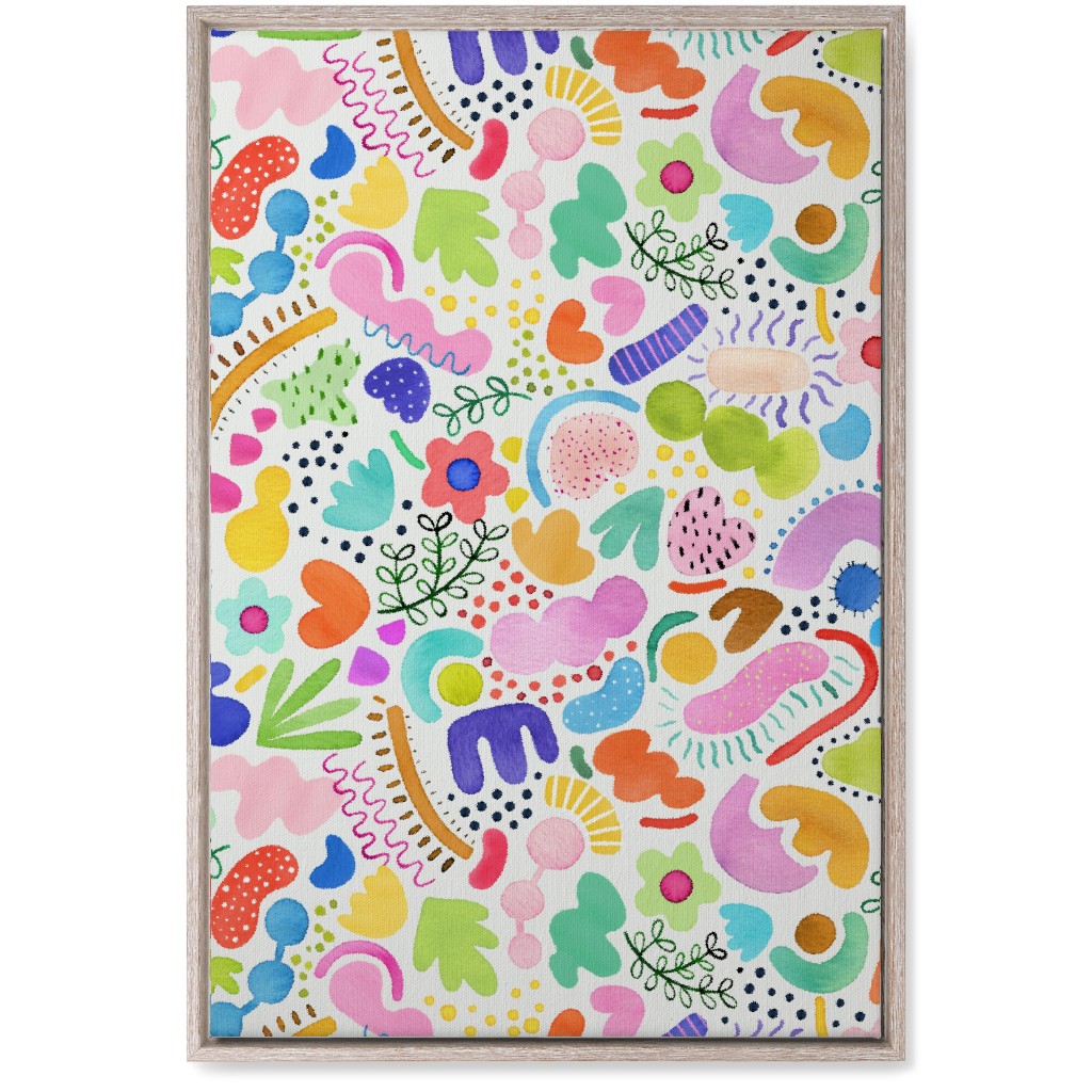 Playful Abstract Shapes - Bold Wall Art, Rustic, Single piece, Canvas, 20x30, Multicolor