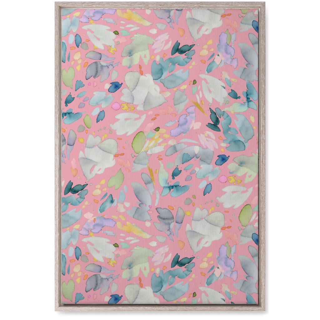Abstract Petal Flowering Wall Art, Rustic, Single piece, Canvas, 20x30, Pink