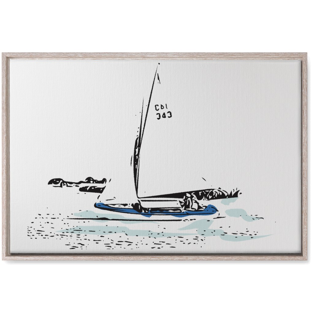 Sailing - White and Blue Wall Art, Rustic, Single piece, Canvas, 20x30, White