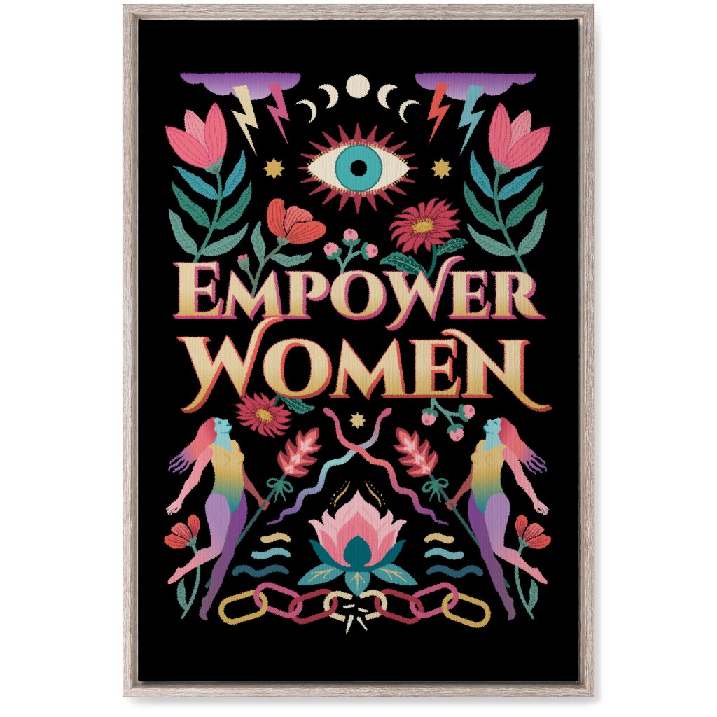 Empower - Multi on Black Wall Art, Rustic, Single piece, Canvas, 20x30, Black, Black