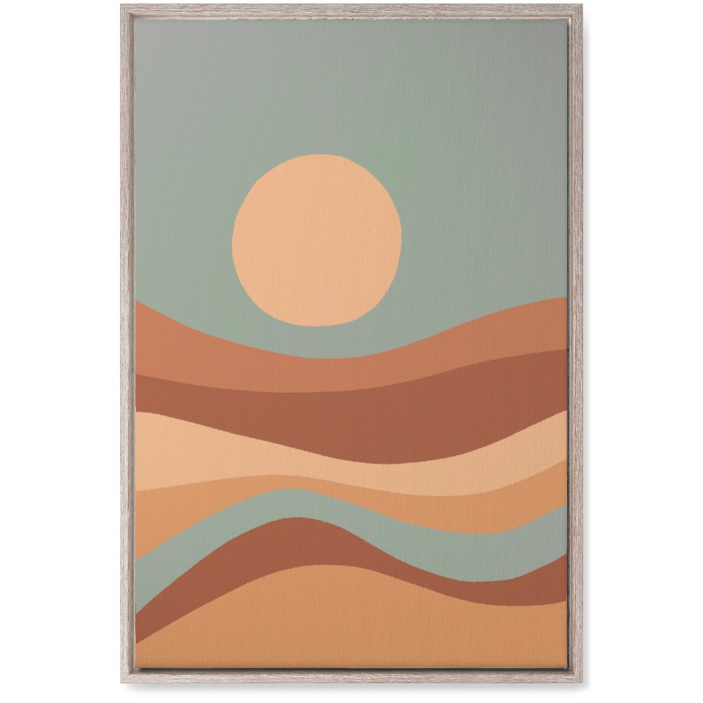 Tropical Seaside Sunrise With Waves - Blue and Orange Wall Art, Rustic, Single piece, Canvas, 20x30, Multicolor