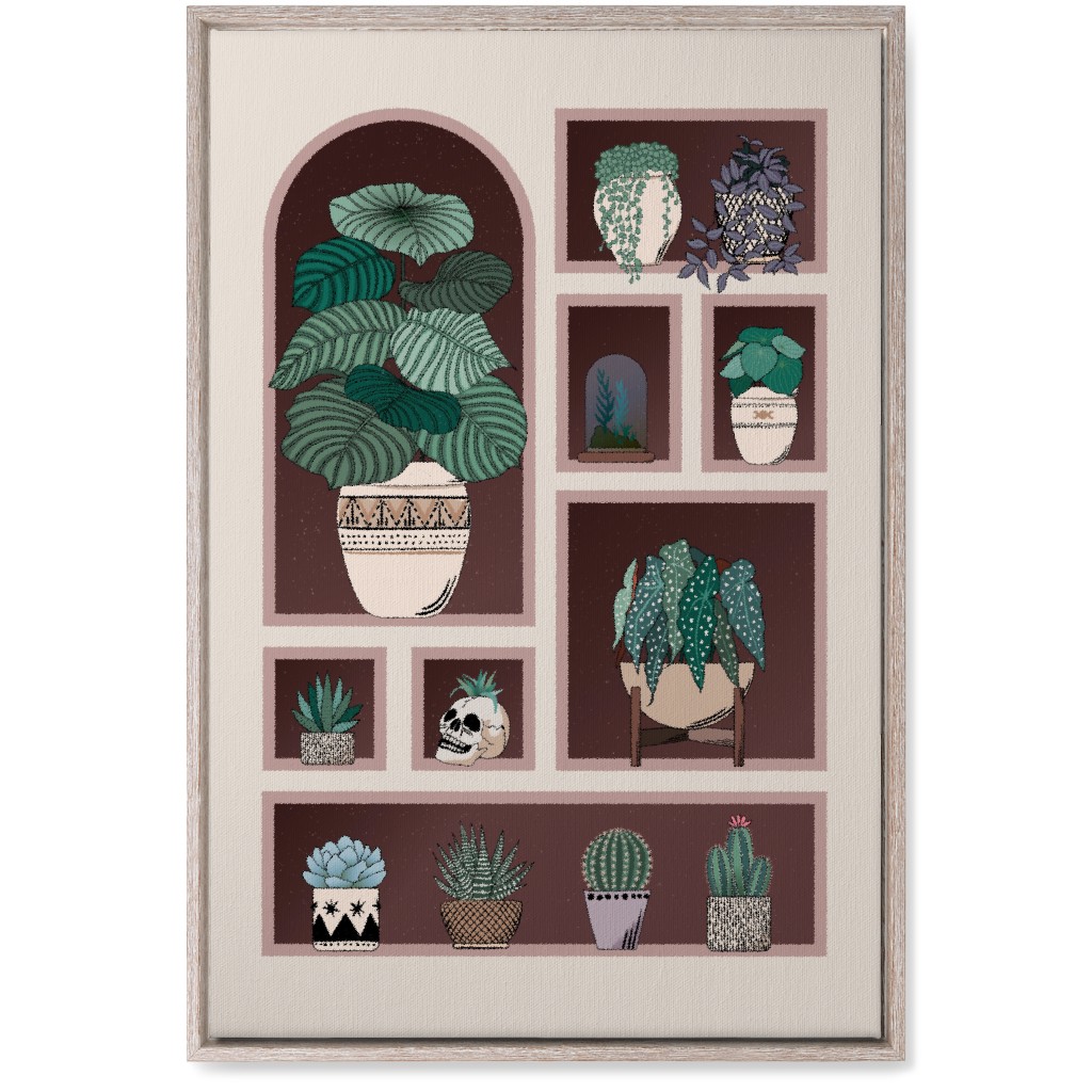 Neatly Arranged Indoor Plants - Neutral Wall Art, Rustic, Single piece, Canvas, 20x30, Multicolor