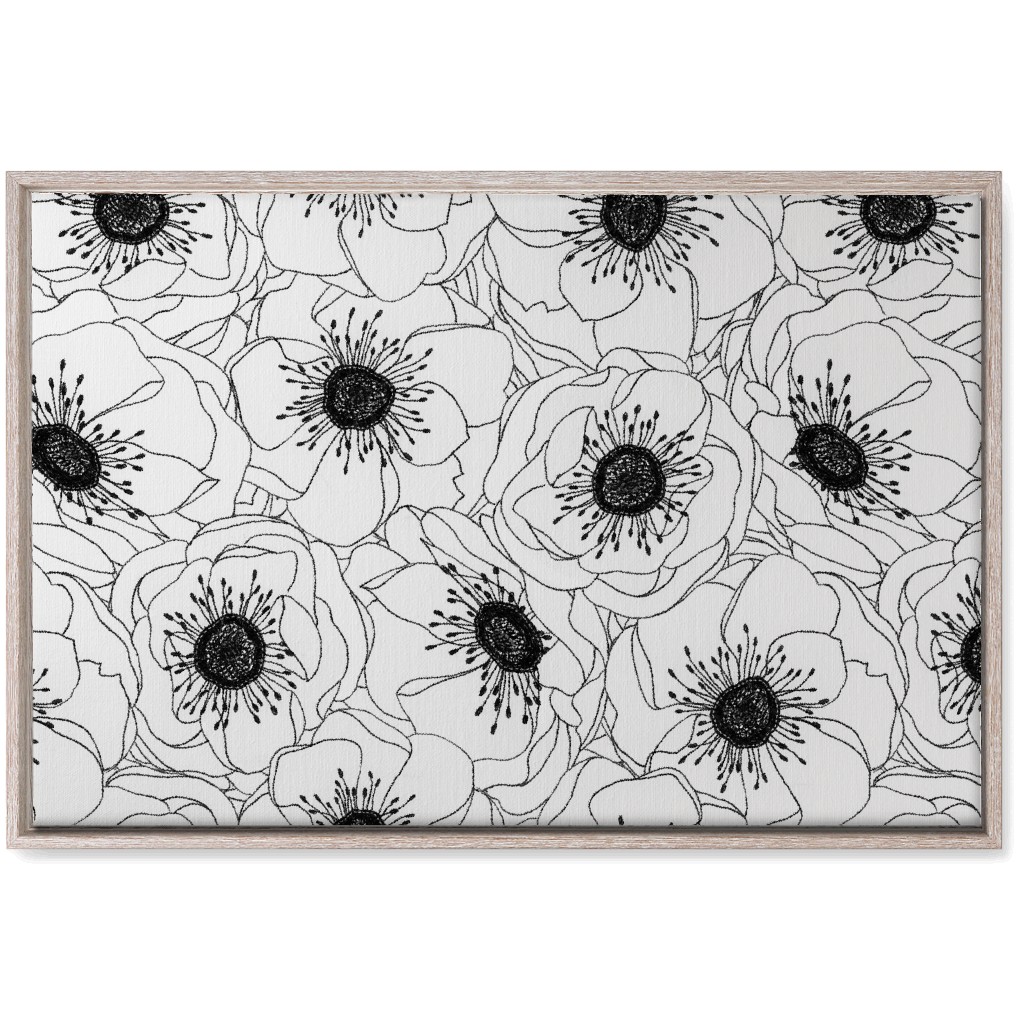 White Anemones - Neutral Wall Art, Rustic, Single piece, Canvas, 20x30, White