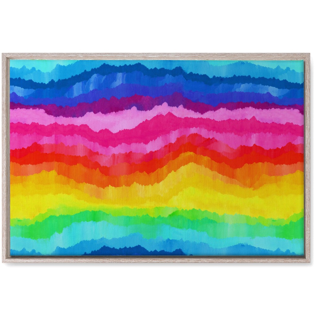 Rainbow Acrylic Waves Wall Art, Rustic, Single piece, Canvas, 20x30, Multicolor