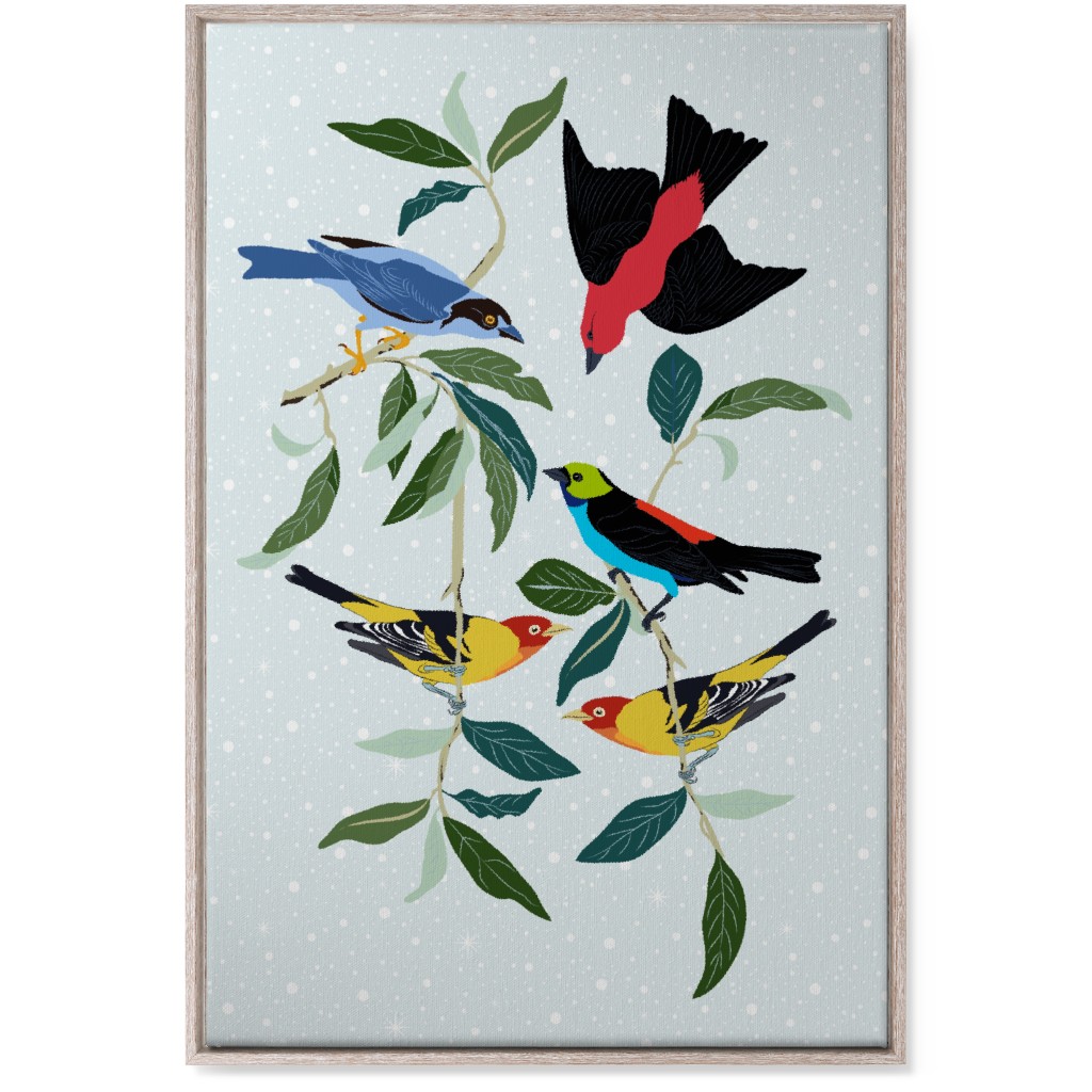 Colorful World of Tanagers Wall Art, Rustic, Single piece, Canvas, 24x36, Multicolor