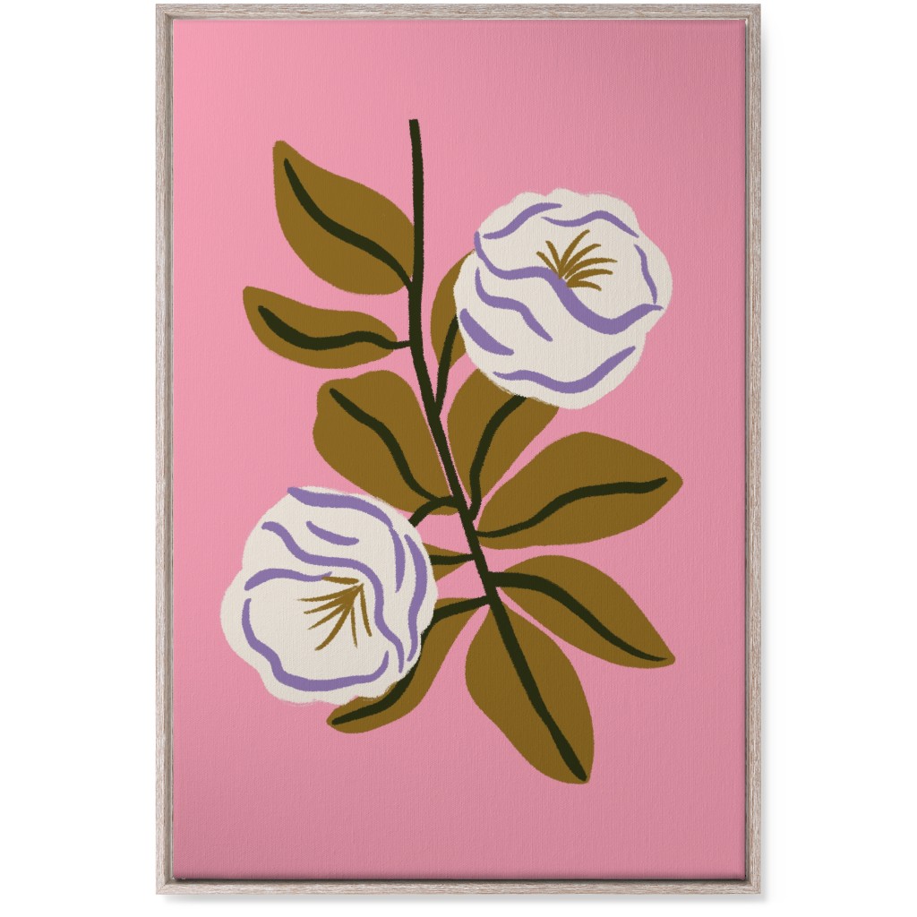 White Bulb Flower - Multi on Pink Wall Art, Rustic, Single piece, Canvas, 24x36, Pink