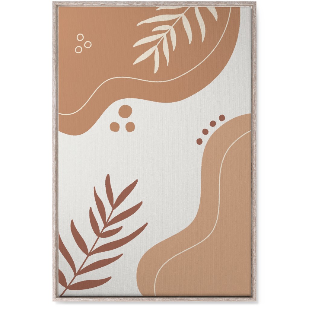 Fern Leaves and Abstract Shapes - Neutral Wall Art, Rustic, Single piece, Canvas, 24x36, Orange, Orange
