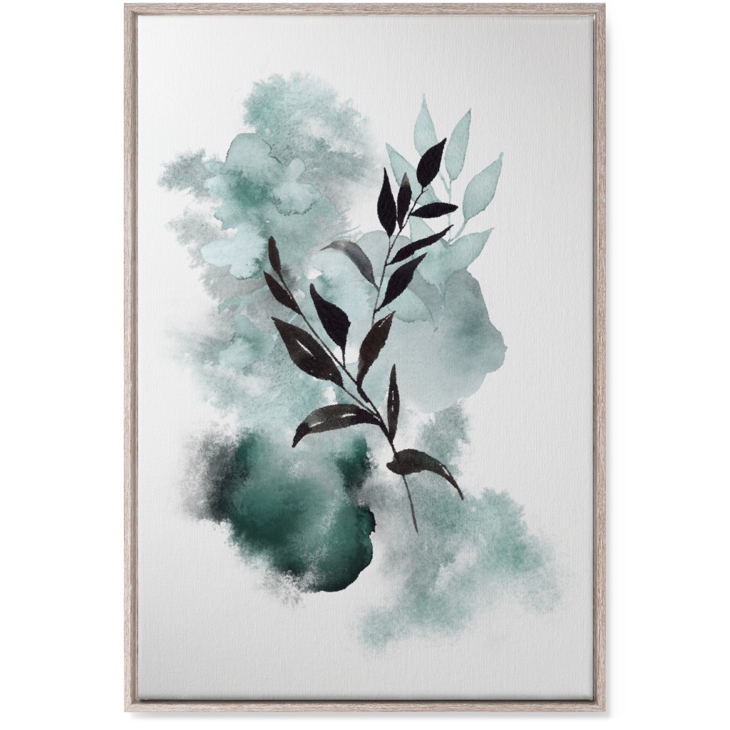 Watercolor Abstract Botanical Wall Art, Rustic, Single piece, Canvas, 24x36, Green