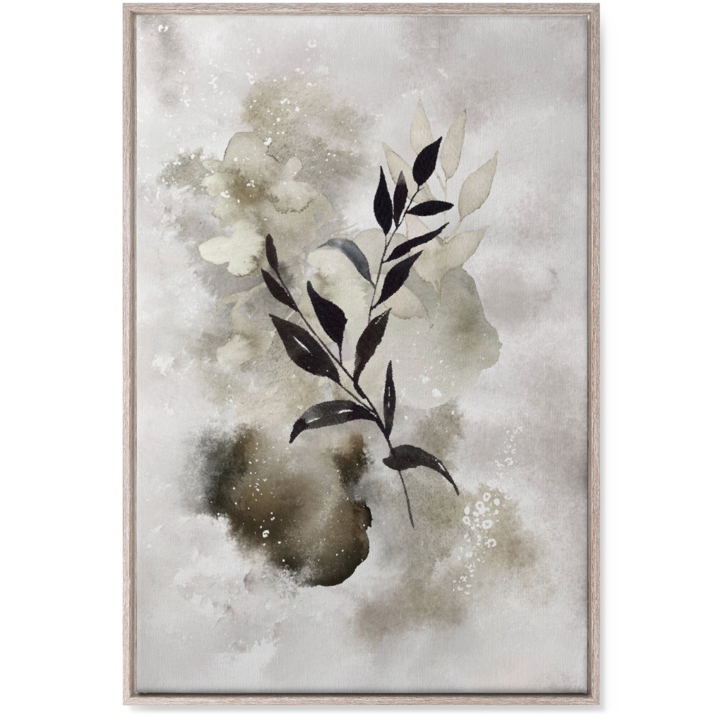 Watercolor Abstract Botanical Wall Art, Rustic, Single piece, Canvas, 24x36, Gray, Ash