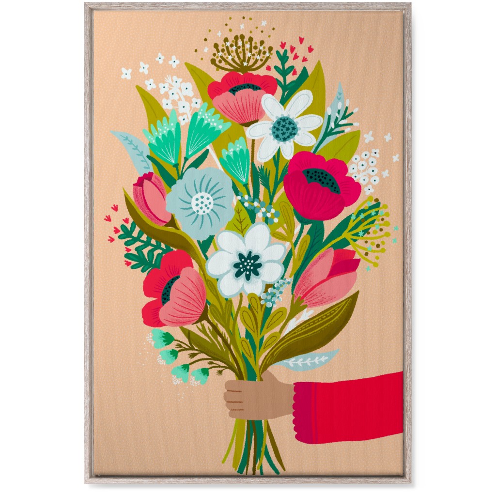 Happy Day Bunch - Multi on Pink Wall Art, Rustic, Single piece, Canvas, 24x36, Multicolor