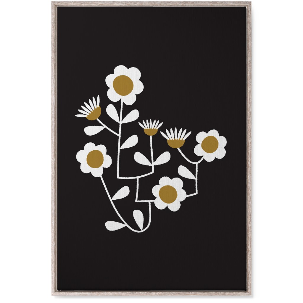 Mod Hanging Floral Wall Art, Rustic, Single piece, Canvas, 24x36, Black