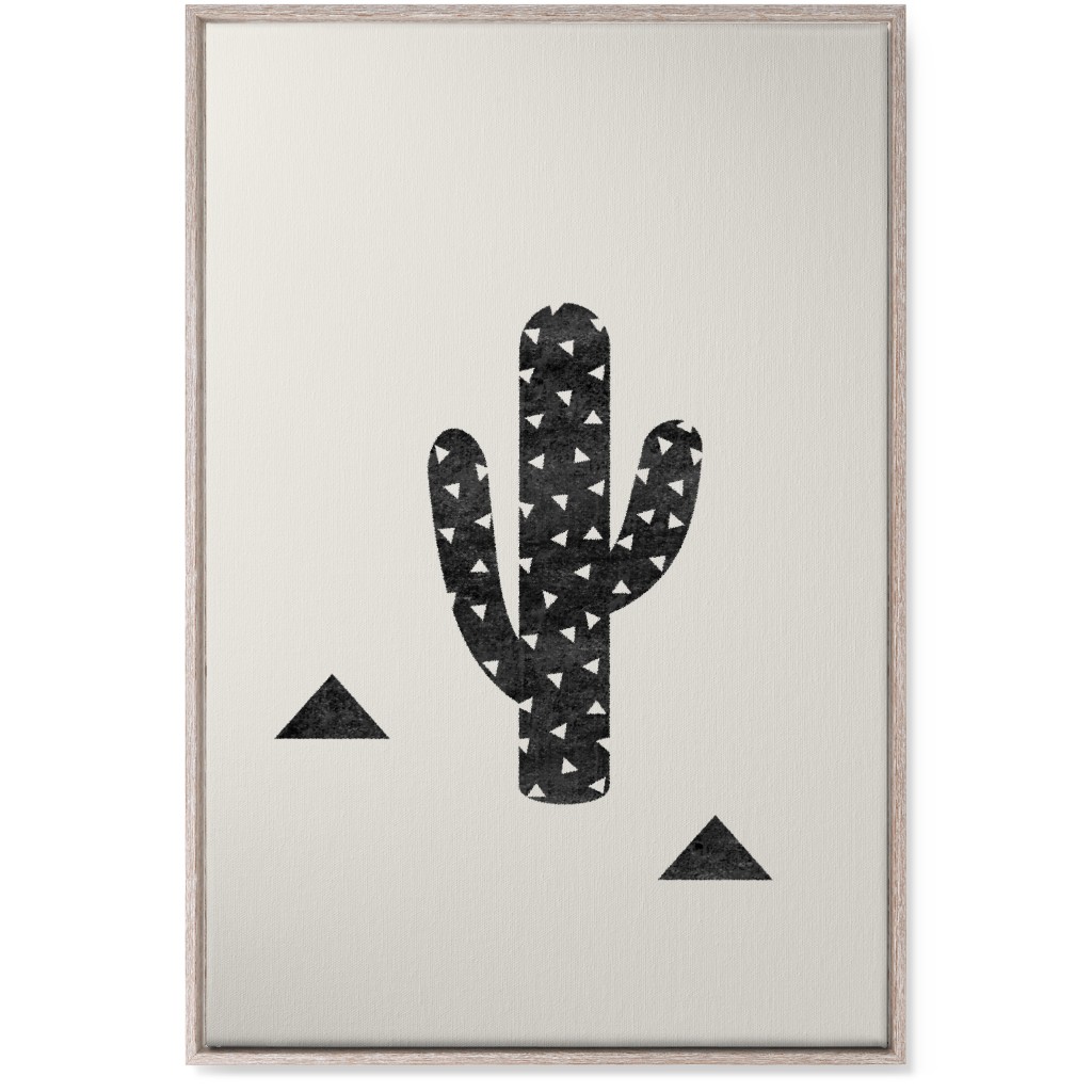 Cactus - Black and White Wall Art, Rustic, Single piece, Canvas, 24x36, Beige