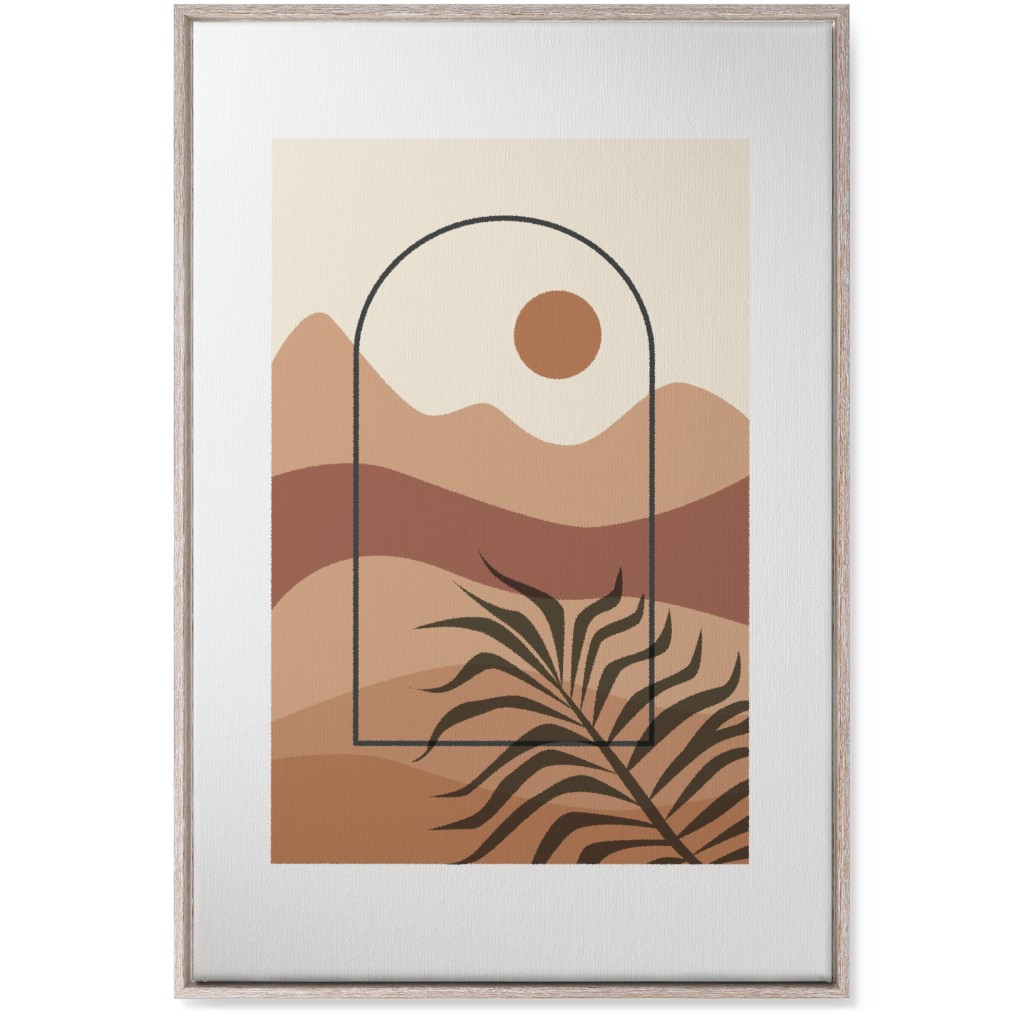 Floating Frame Abstract Mountain Landscape Wall Art, Rustic, Single piece, Canvas, 24x36, Multicolor
