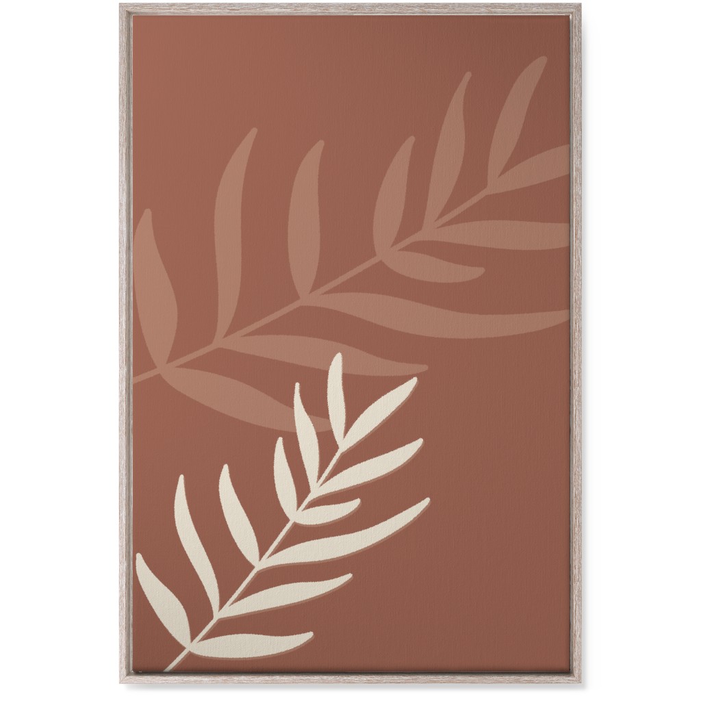 Fern Leaves in Neutral Earth Tones Wall Art, Rustic, Single piece, Canvas, 24x36, Red