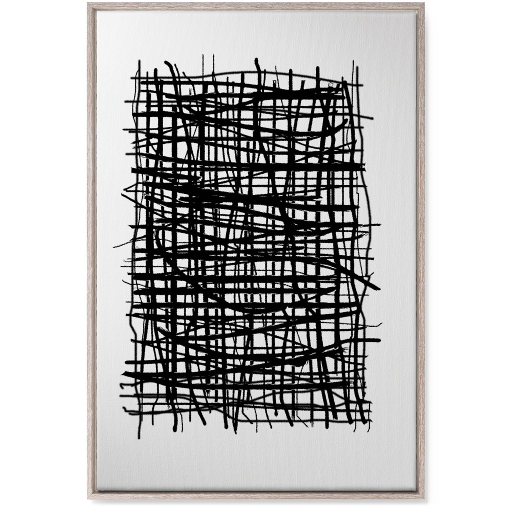 Woven Abstraction - Black on White Wall Art, Rustic, Single piece, Canvas, 24x36, Black, Black