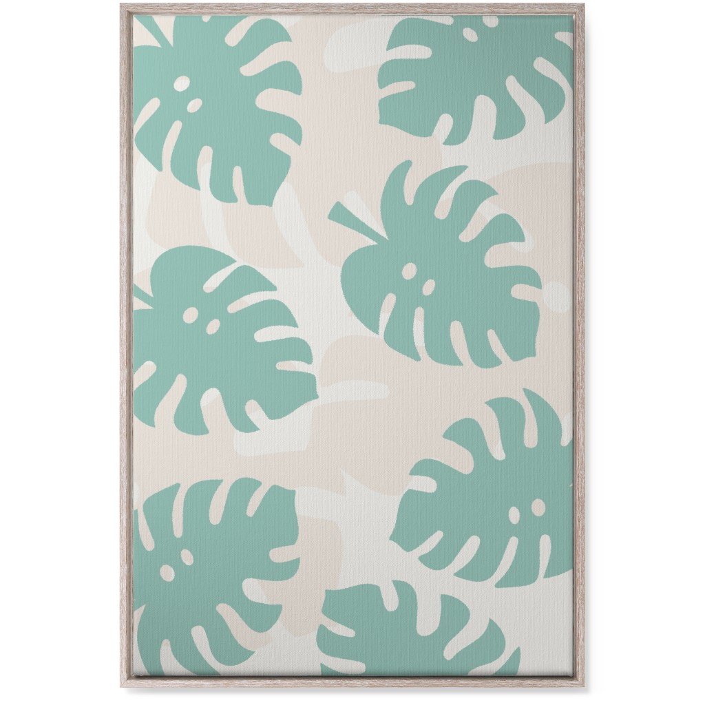 Monstera Leaves in Earth Tones Wall Art, Rustic, Single piece, Canvas, 24x36, Green, Frost