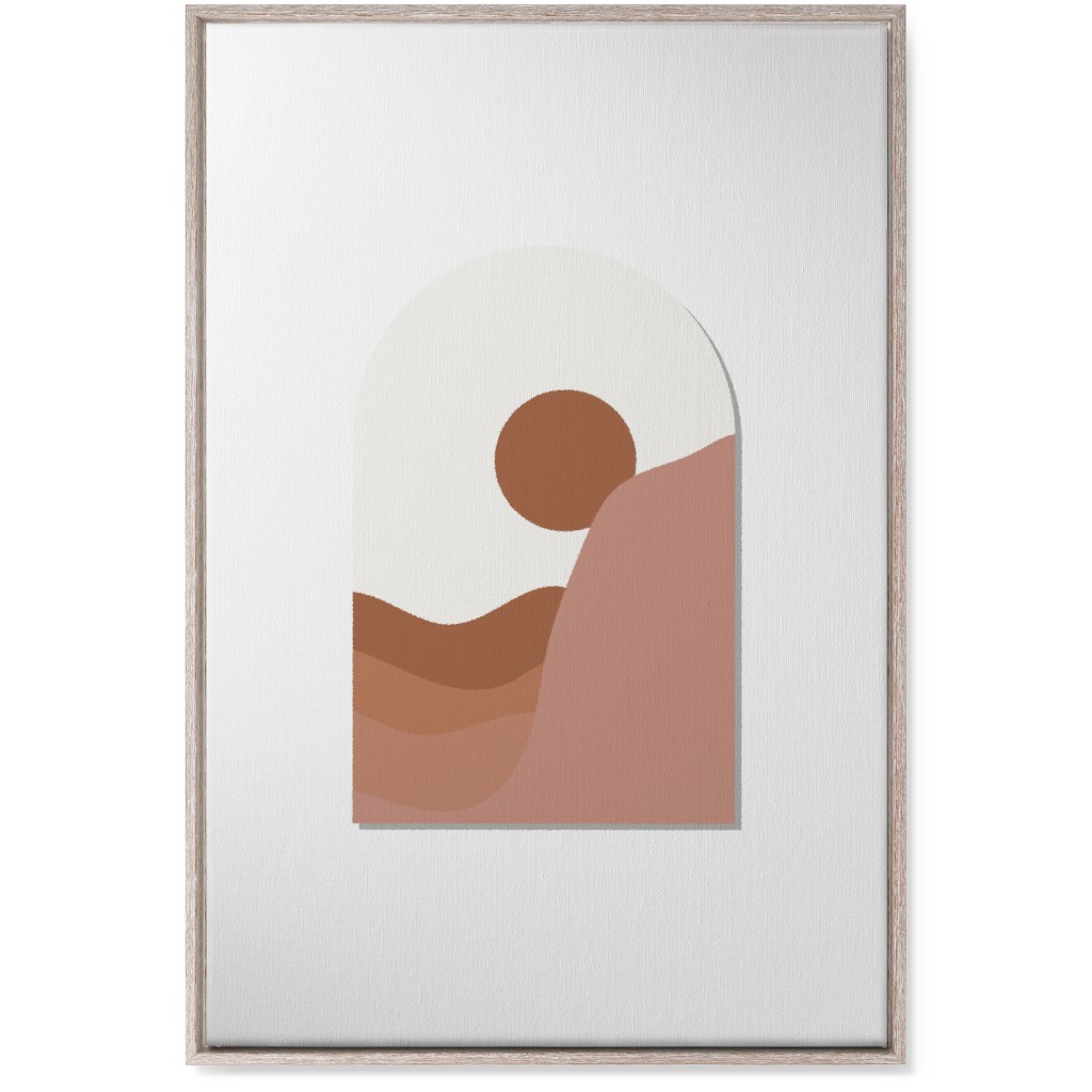 Abstract Desert Landscape in Window Daylight Wall Art, Rustic, Single piece, Canvas, 24x36, Pink, White