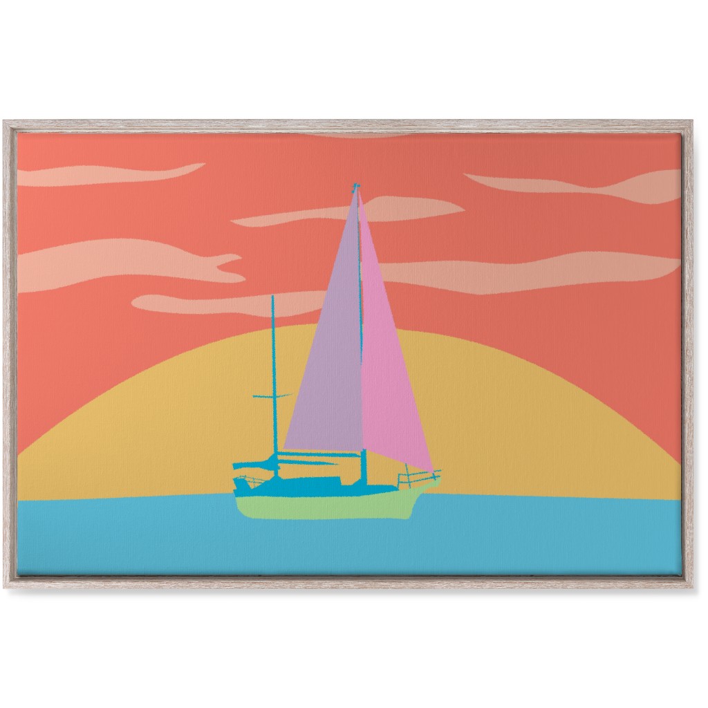 Minimalist Sunset Sail - Bold Wall Art, Rustic, Single piece, Canvas, 24x36, Multicolor