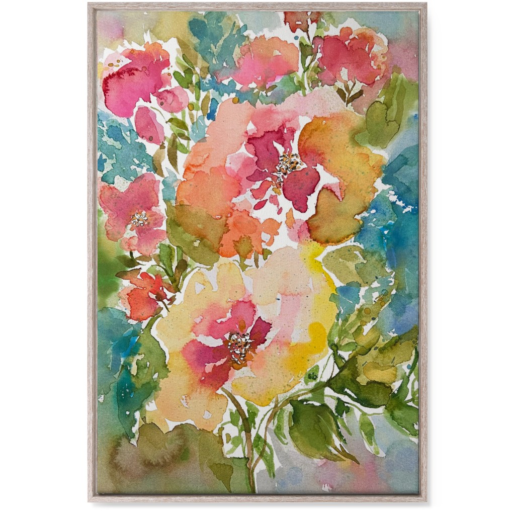 Summer Floral Mart - Multi Wall Art, Rustic, Single piece, Canvas, 24x36, Multicolor