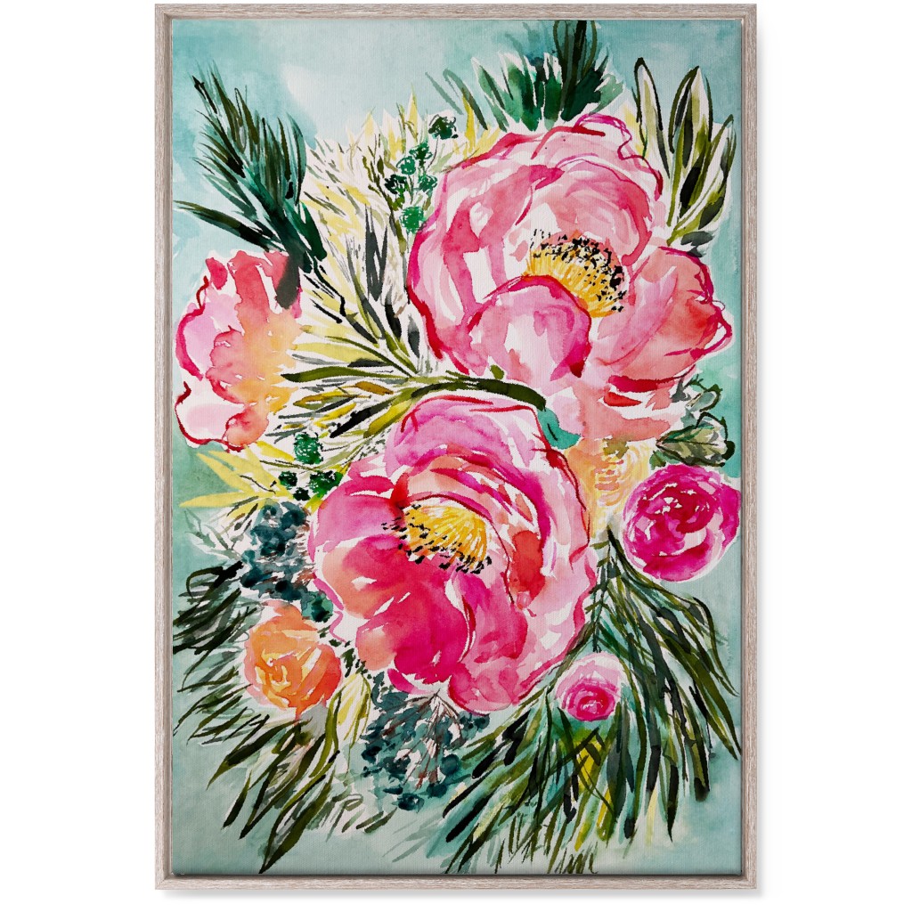 Aria Floral - Pink Wall Art, Rustic, Single piece, Canvas, 24x36, Pink