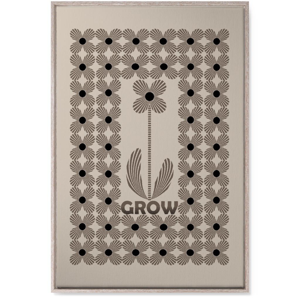 Grow Modern Flower - Beige and Black Wall Art, Rustic, Single piece, Canvas, 24x36, Beige, Pearl