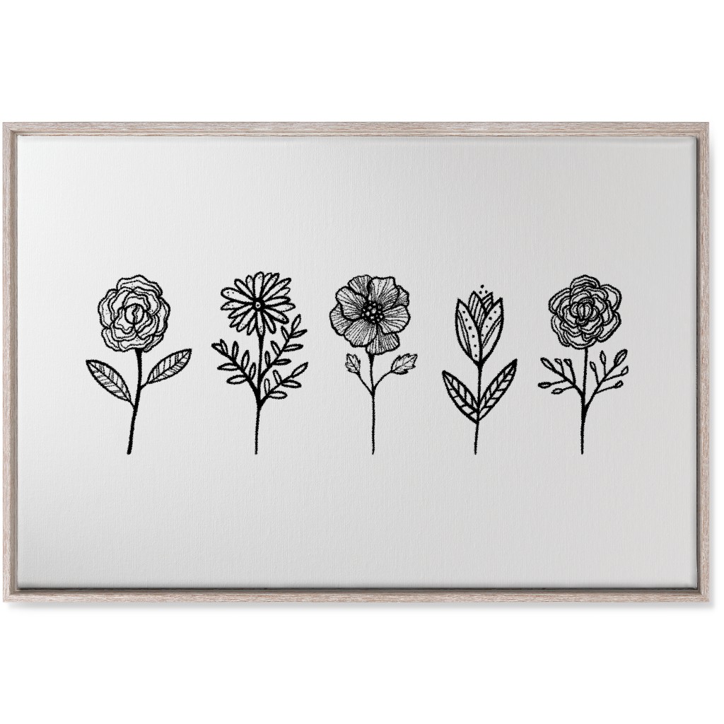 Floral Studies - Black and White Wall Art, Rustic, Single piece, Canvas, 24x36, White