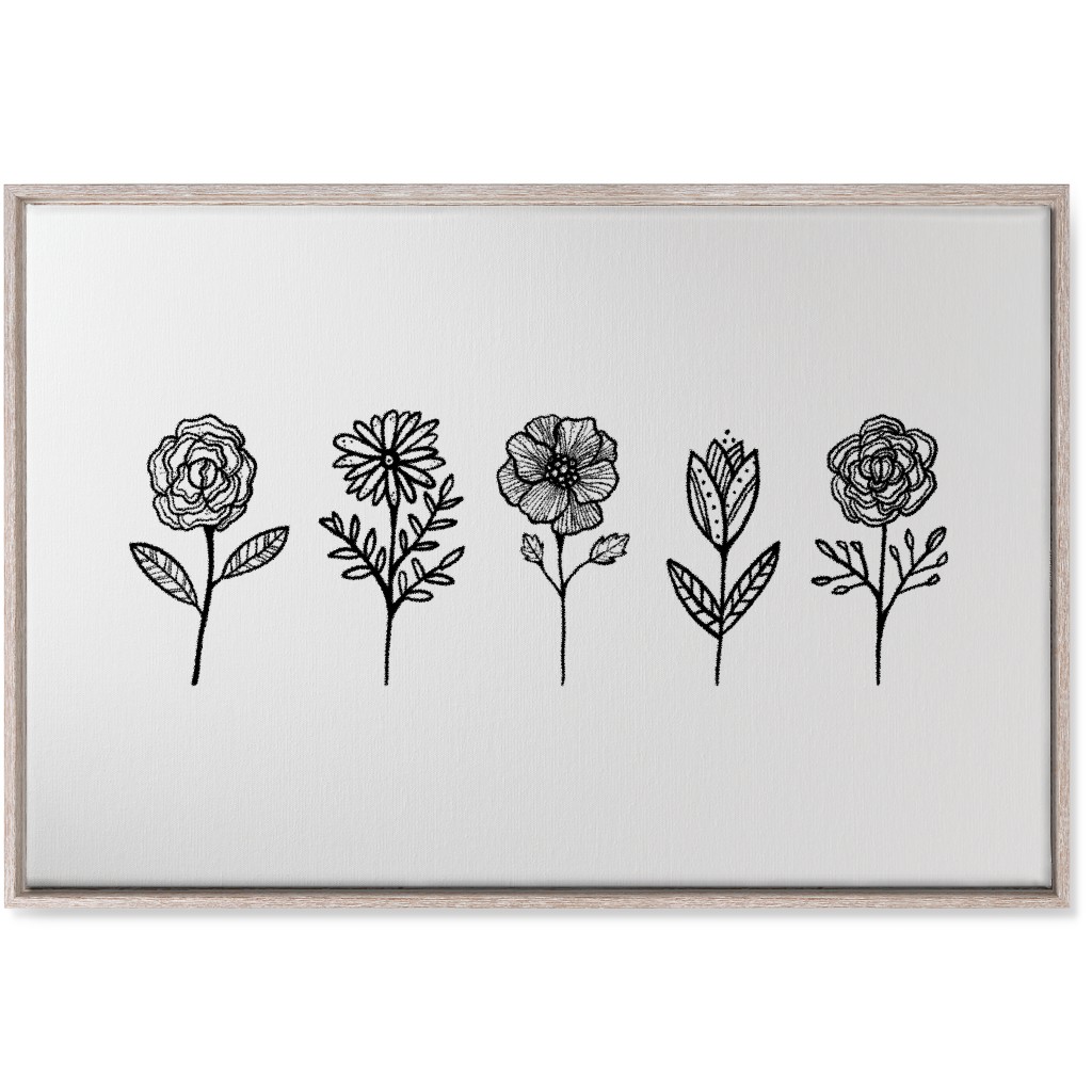 Floral Studies - Black and White Wall Art, Rustic, Single piece, Canvas, 24x36, White, White