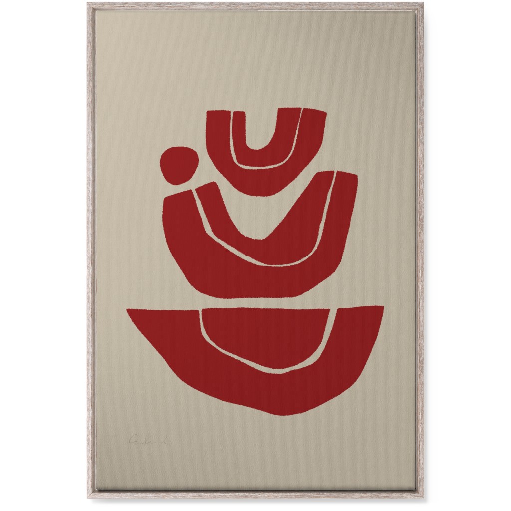 Geometric Abstract Stack Iii Wall Art, Rustic, Single piece, Canvas, 24x36, Red, Cinnamon