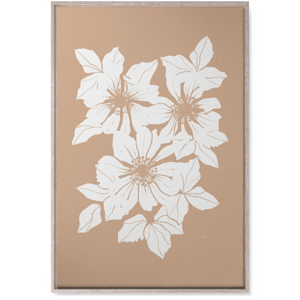 Botanical Big Anemones Wall Art, Rustic, Single piece, Canvas, 24x36, Beige, Alpaca