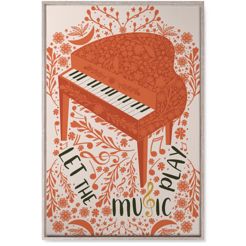 Let the Music Play - Red Wall Art, Rustic, Single piece, Canvas, 24x36, Pink