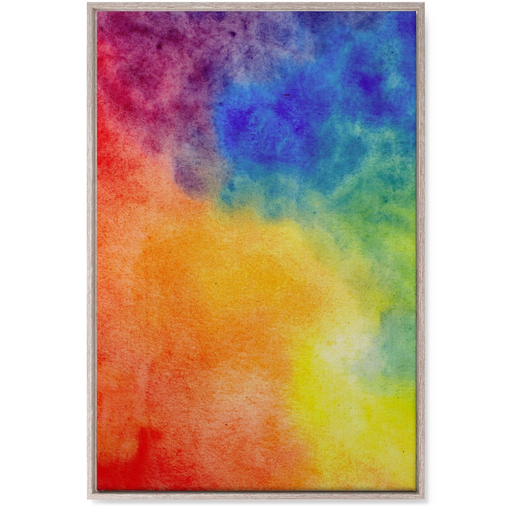 Watercolor Rainbow Abstract - Multi Wall Art, Rustic, Single piece, Canvas, 24x36, Multicolor