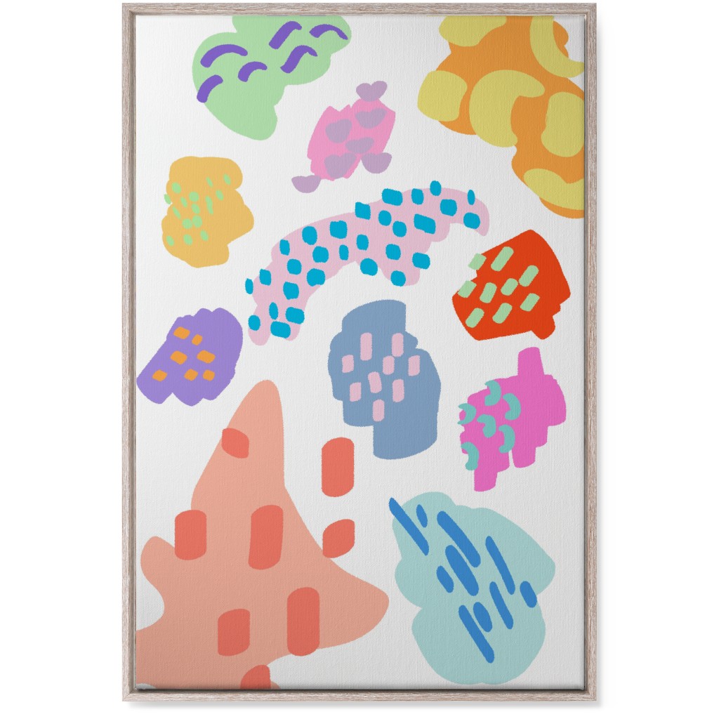 Painterly Abstract Blobs - Pastel Wall Art, Rustic, Single piece, Canvas, 24x36, Multicolor
