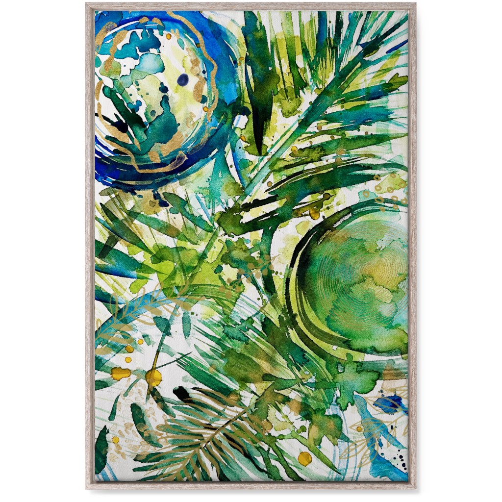 Paradise - Green and Blue Wall Art, Rustic, Single piece, Canvas, 24x36, Green