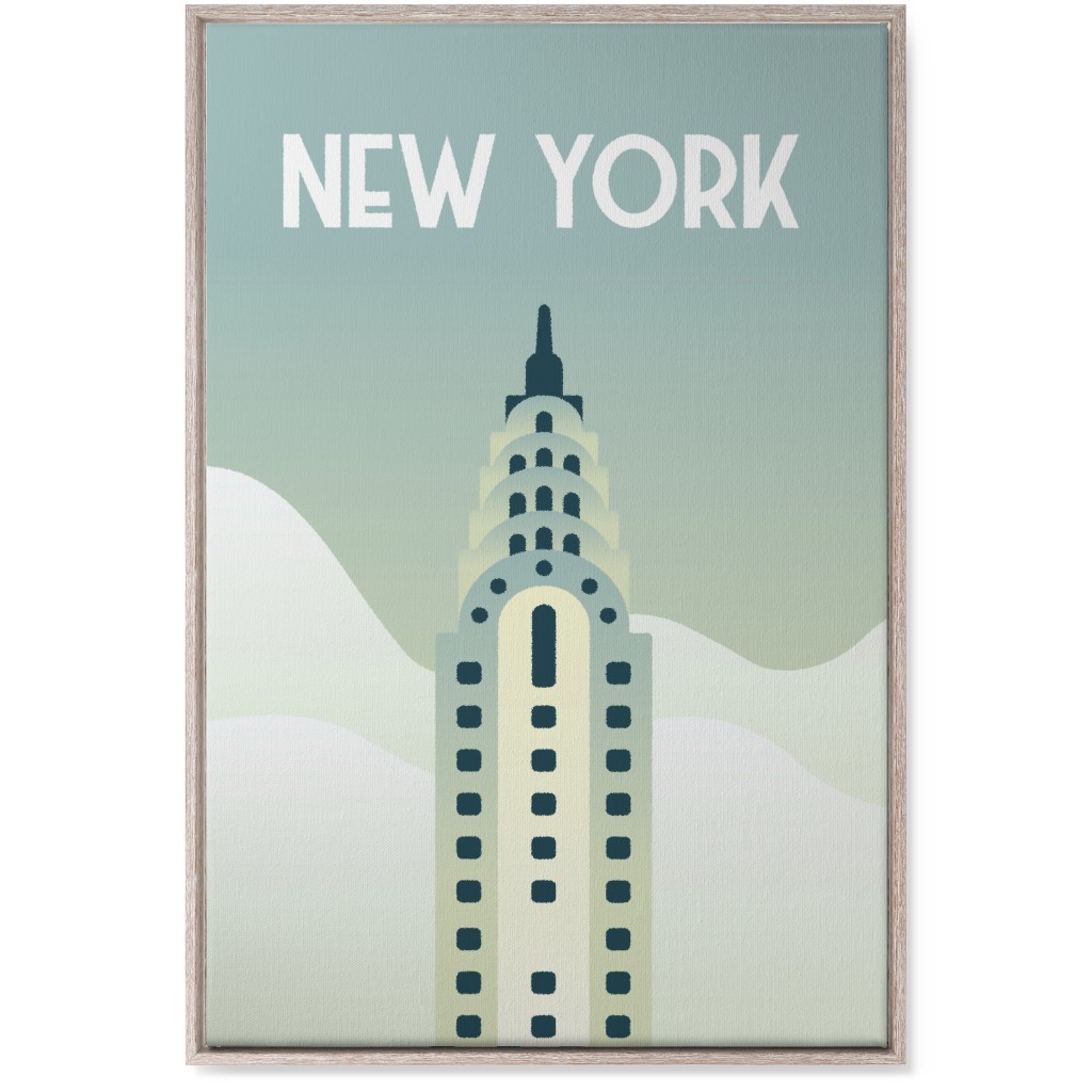 New York City Chrysler Building Wall Art, Rustic, Single piece, Canvas, 24x36, Green, Sage