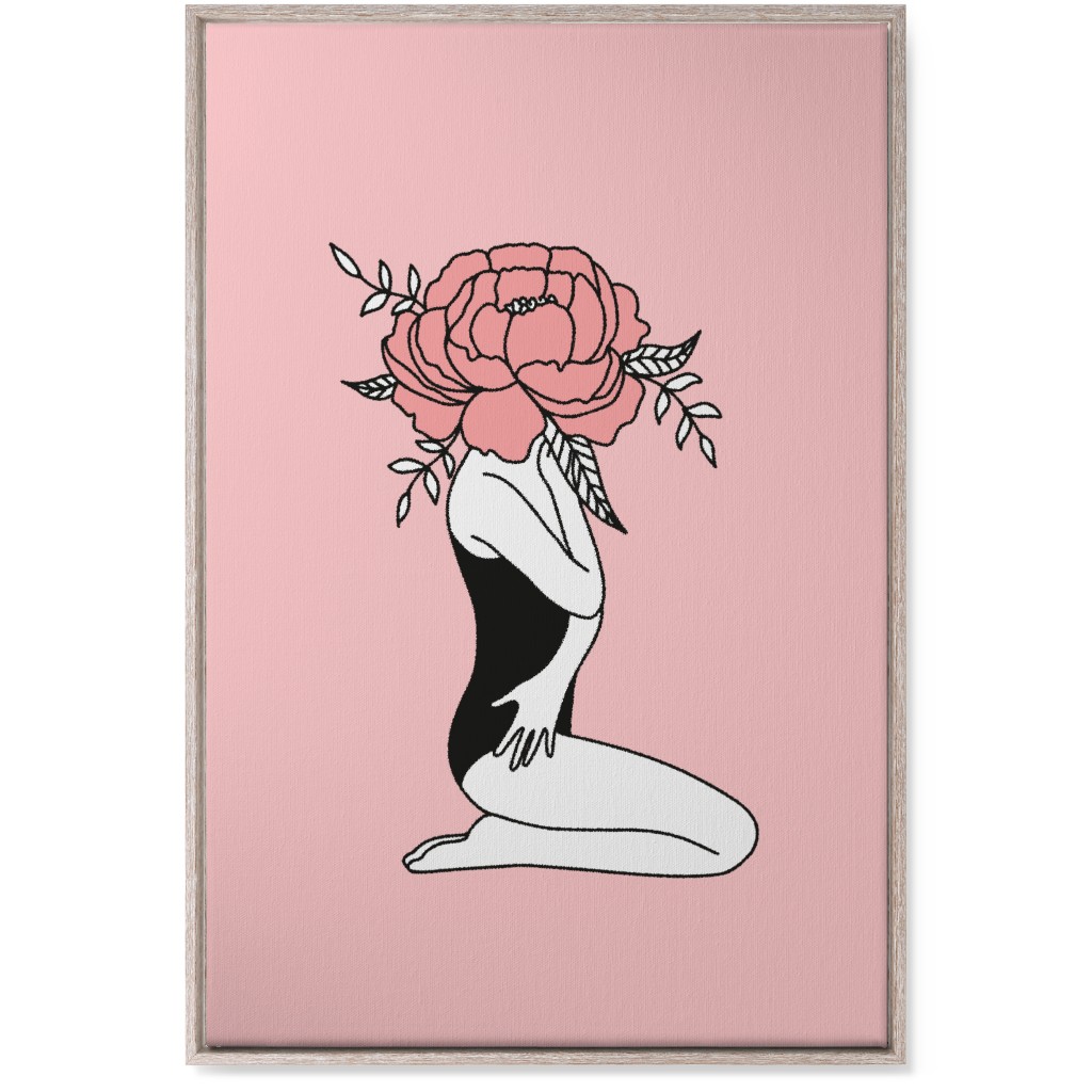 Modern Feminine Abstract - Pink Wall Art, Rustic, Single piece, Canvas, 24x36, Pink