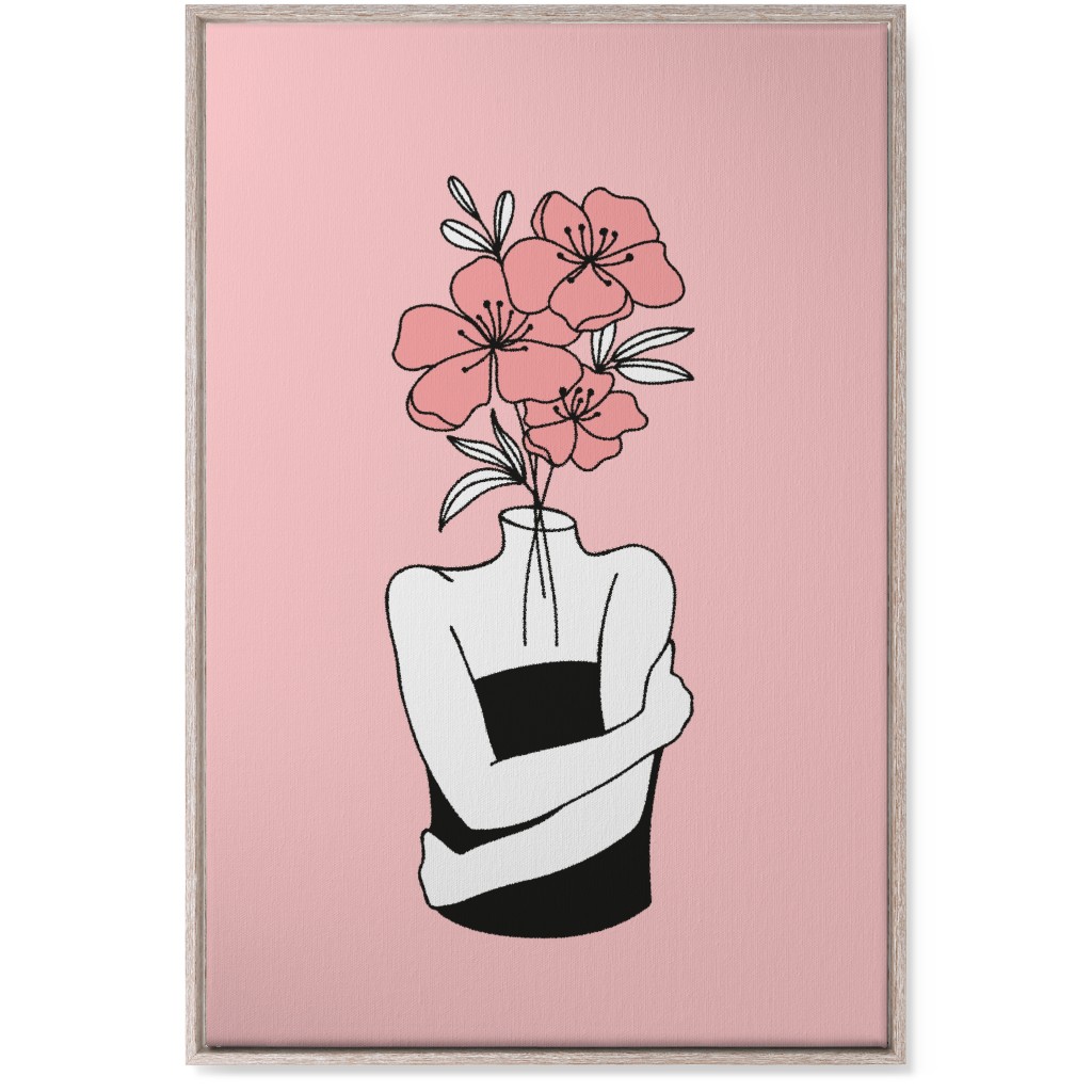 Self Love Feminine Abstract - Pink Wall Art, Rustic, Single piece, Canvas, 24x36, Pink, Bright Pink