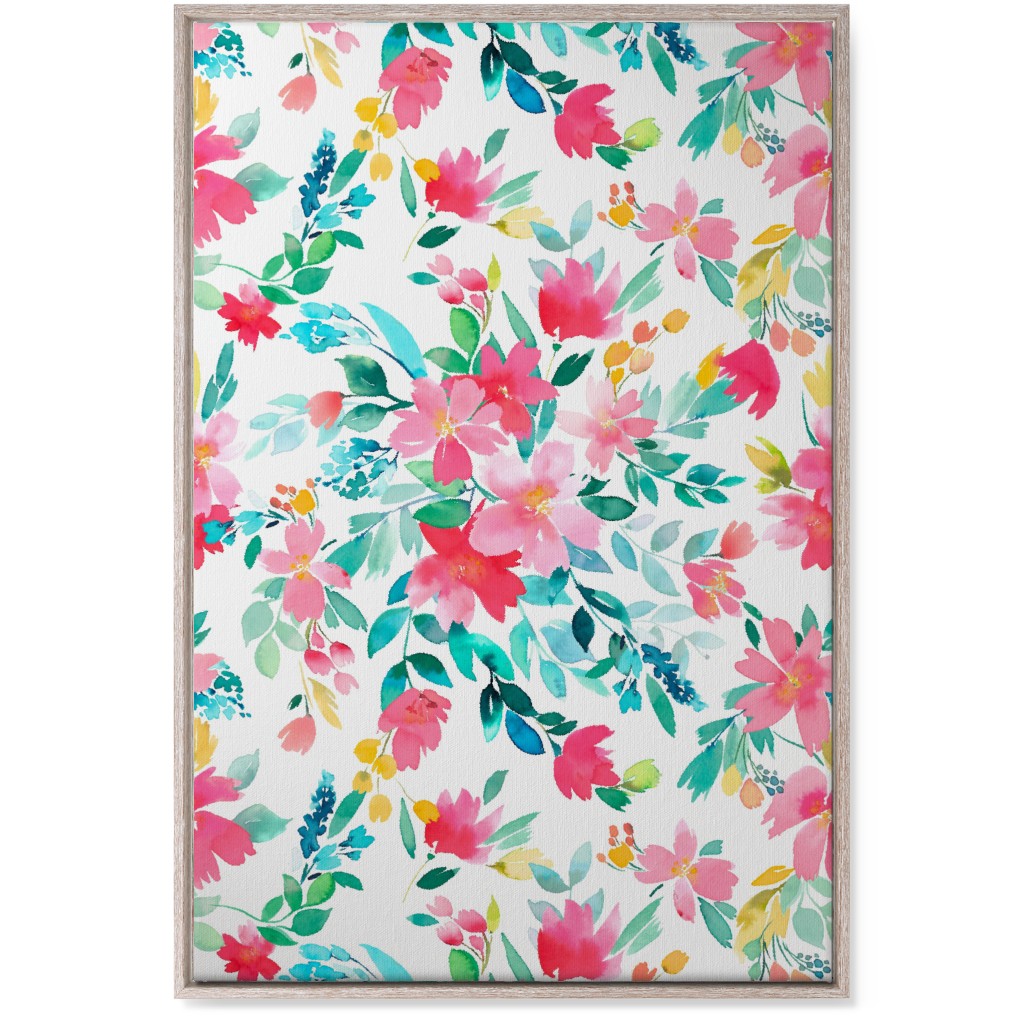 Summer Fresh Flowers - Multi Wall Art, Rustic, Single piece, Canvas, 24x36, Pink