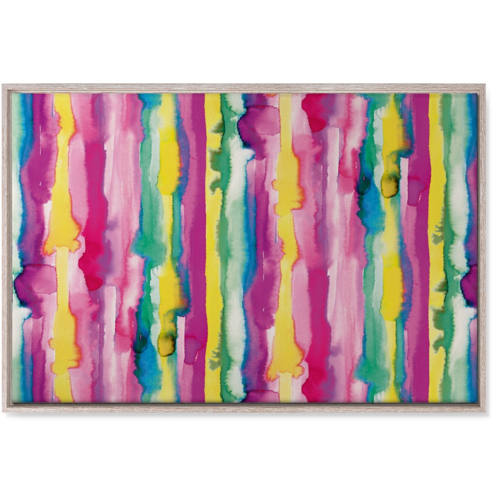 Watercolor Gradient Stripes - Multi Wall Art, Rustic, Single piece, Canvas, 24x36, Multicolor
