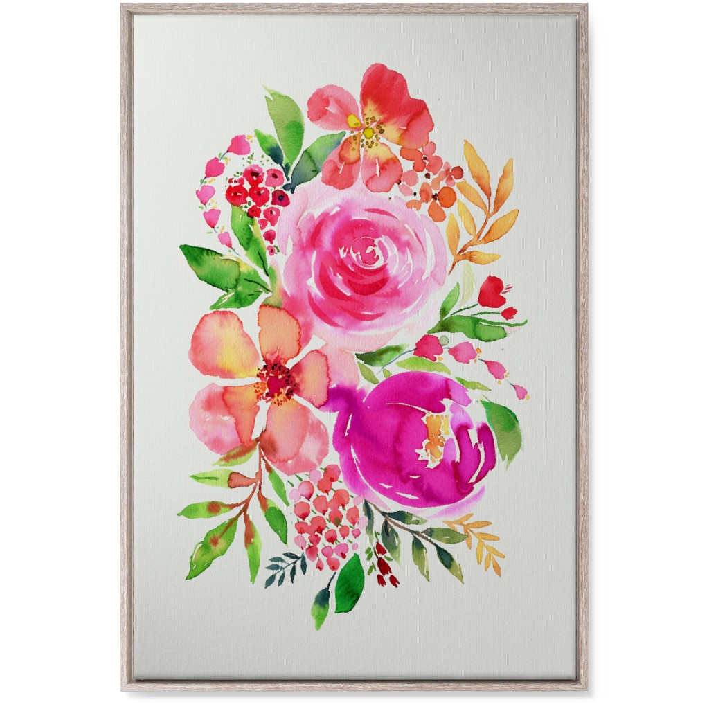 Summery Bouquet Wall Art, Rustic, Single piece, Canvas, 24x36, Pink