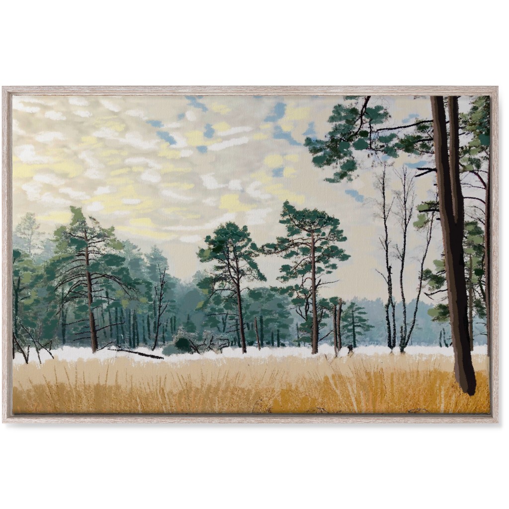 Winter Meadow With Trees Wall Art, Rustic, Single piece, Canvas, 24x36, Multicolor