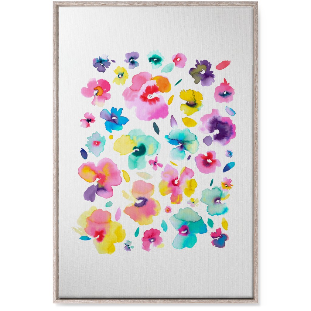 Watercolor Beautiful Flowers - Multi Wall Art, Rustic, Single piece, Canvas, 24x36, Multicolor