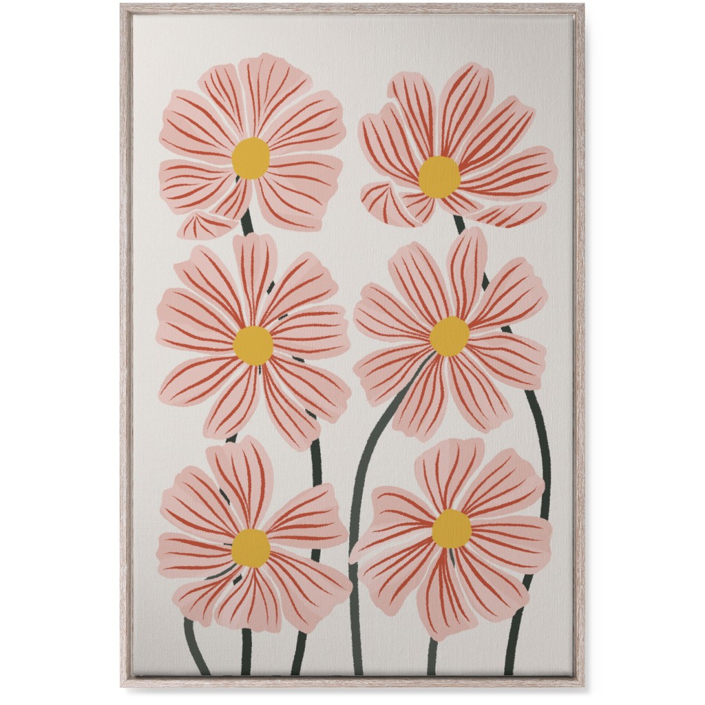 Botanical Cosmos Flowers Wall Art, Rustic, Single piece, Canvas, 24x36, Pink, Lavender Water