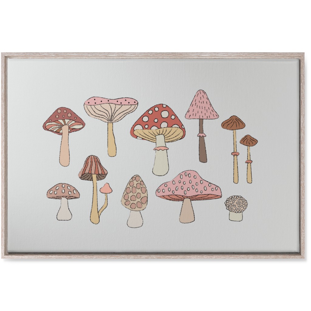 Mushrooms - Blush Wall Art, Rustic, Single piece, Canvas, 24x36, Pink