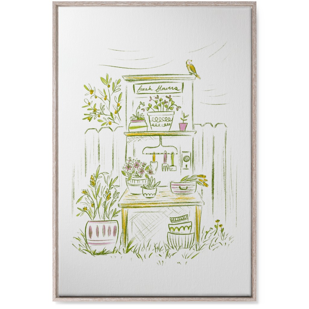 Fresh Flowers - Green Wall Art, Rustic, Single piece, Canvas, 24x36, Green